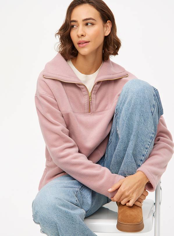 Pink Quarter-Zip Fleece Jumper M